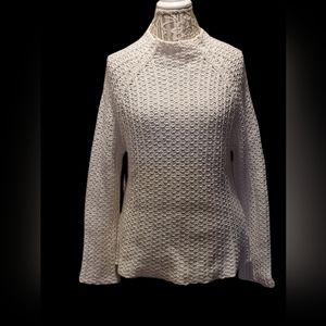 J Jill White Cowl Knot Sweater Sz MP Granny